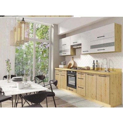 Virtuvės komplektas FD VIVA C PLUS WHITE GLOSSY BASIC 260 su stalviršiu